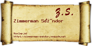 Zimmerman Sándor névjegykártya